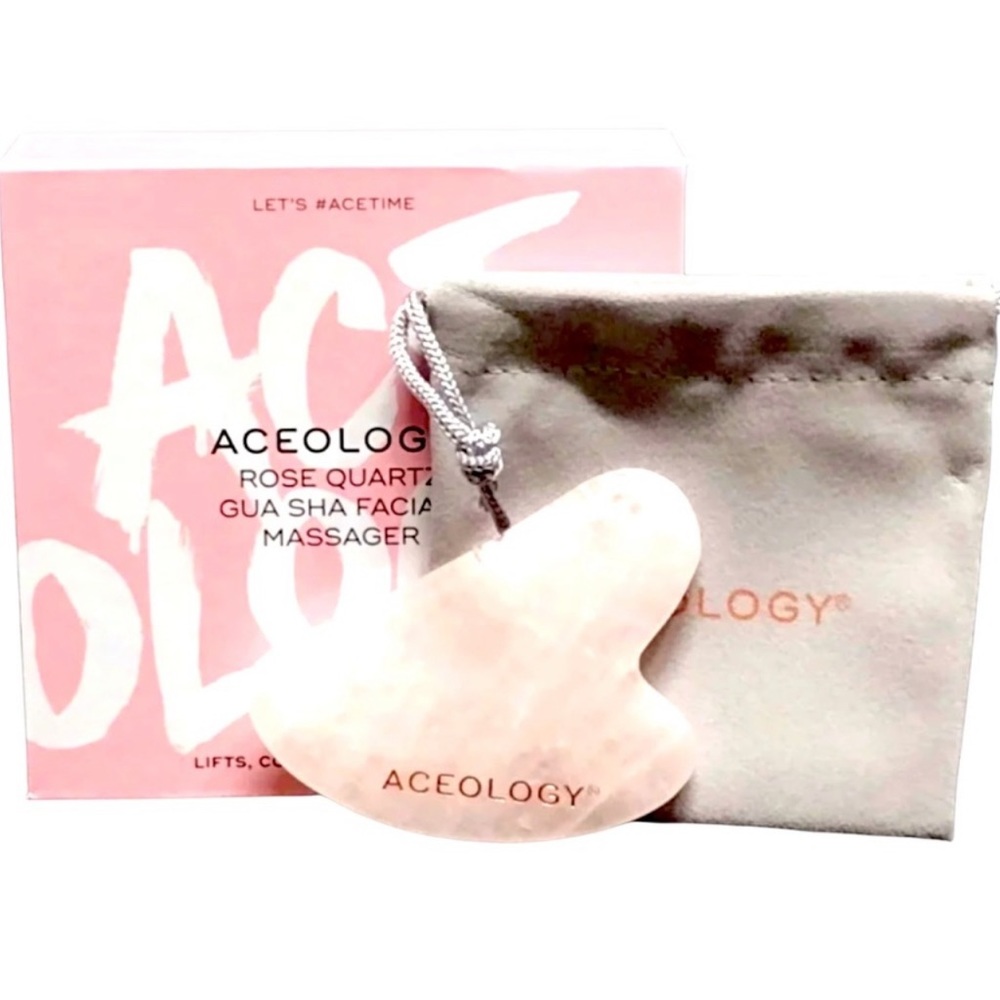 Aceology Rose Quartz Gua Sha Facial Massager BNIB